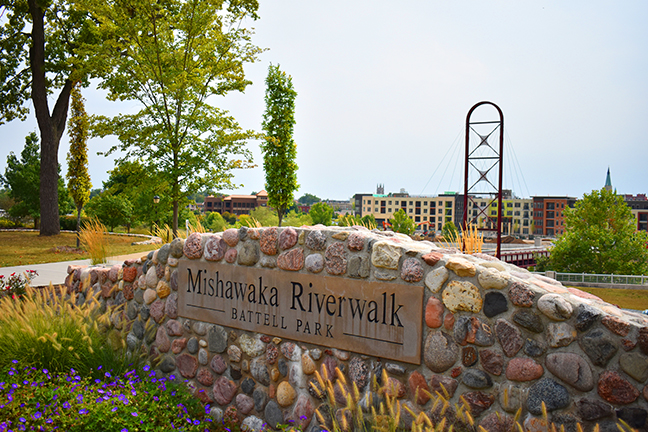 mishawaka riverwalk sign